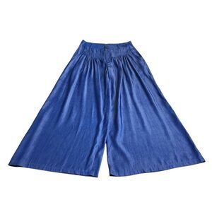 Ursime Pants Womens 28x30 Blue Chambray Wide Leg Palazzo Festival Boho Lagenlook